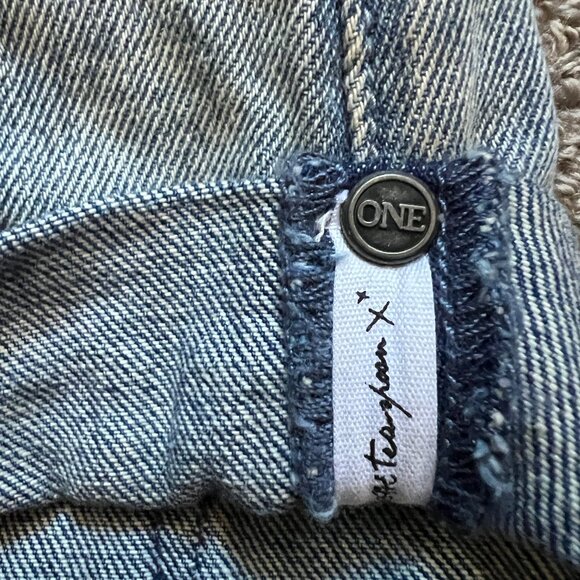 ONE X ONETEASPOON Distressed Cutoff DENIM SHORTS Micro Mini Jorts | Sz 26 - Picture 5 of 9